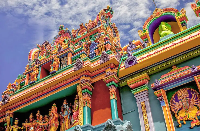 Colorful South Indian temple gopuram architecture