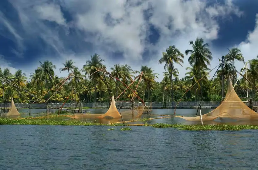 Fishing nets along Kerala backwaters