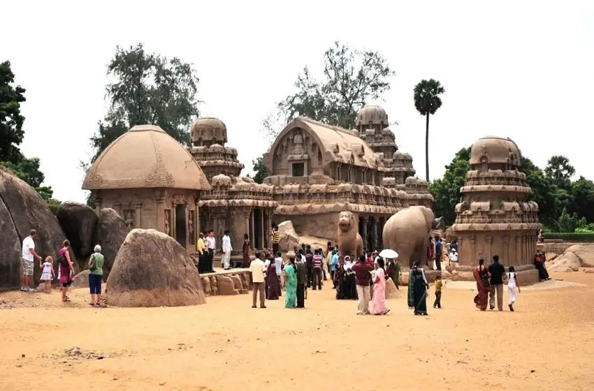 Five rathas mahabalipuram rock cut shrines view