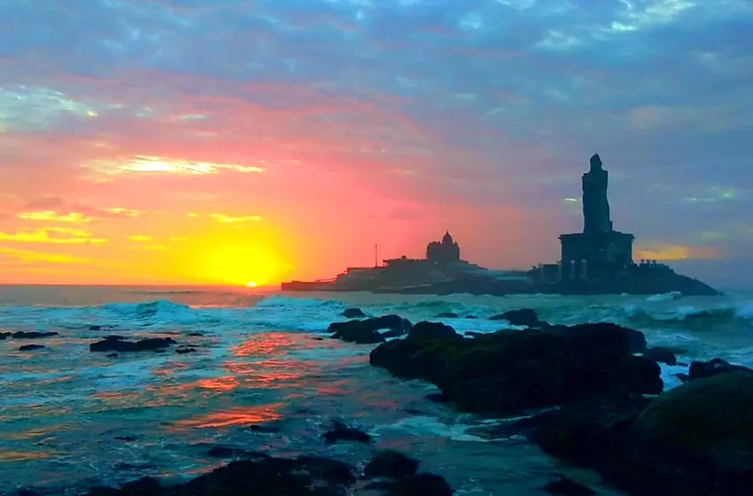 kanyakumari sunrise thiruvalluvar statue ocean