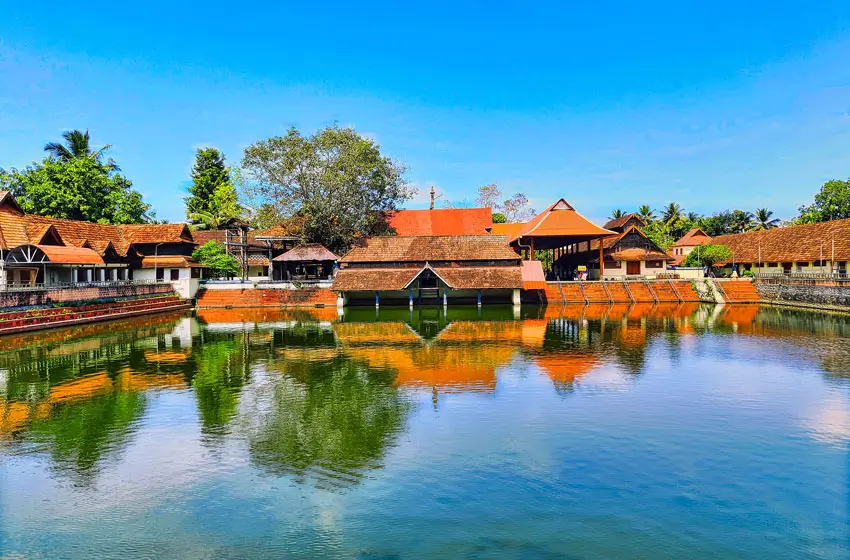 Traditional temple tank and heritage architecture