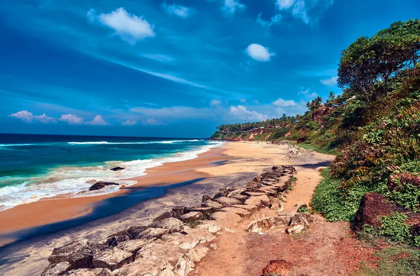 varkala rocky coastline and beach view