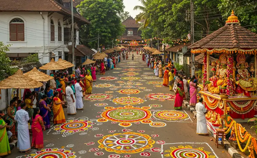 kerala onam street pookkalam procession